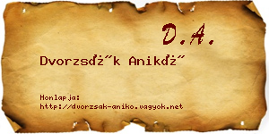 Dvorzsák Anikó névjegykártya